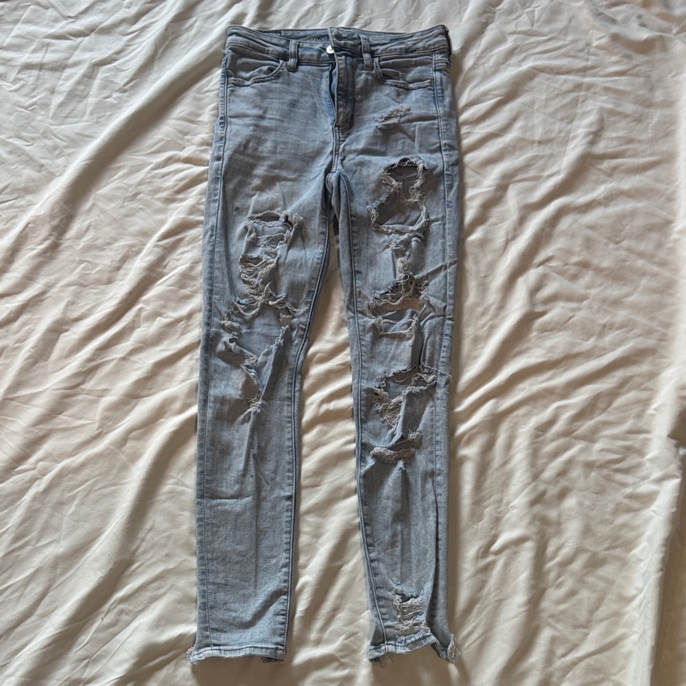 American Eagle Outfitters Ripped Light Blue Skinny Jeans